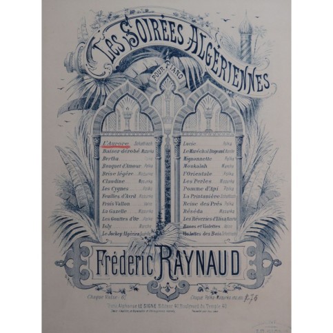 RAYNAUD Frédéric L'Aurore Piano