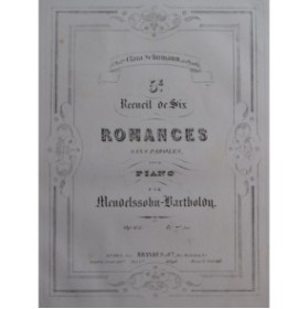MENDELSSOHN Recueil No 5 Six Romances op 62 Piano ca1845