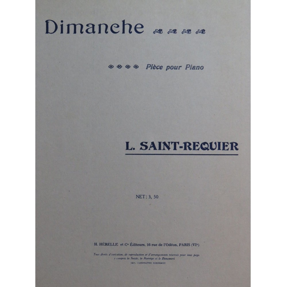 SAINT-REQUIER L. Dimanche Piano