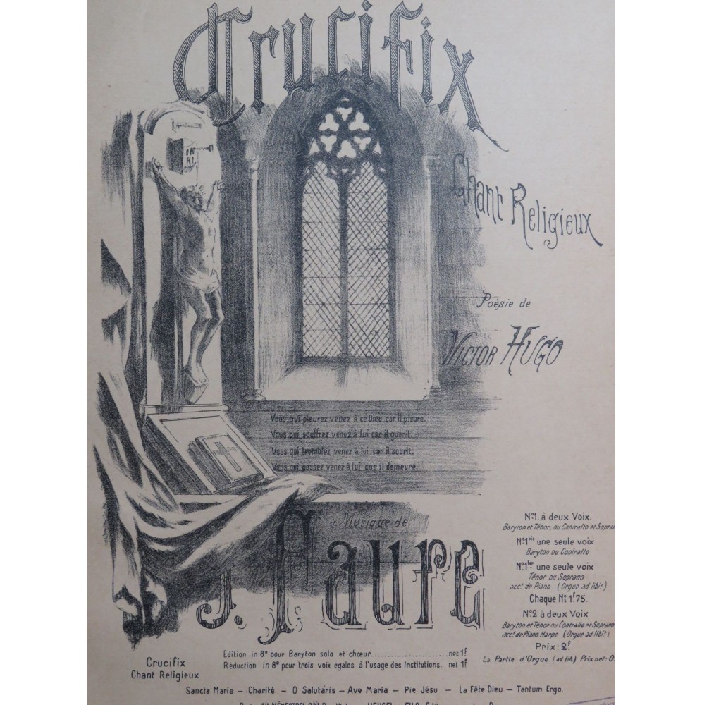 FAURE J. Crucifix Chant Piano Orgue 1931