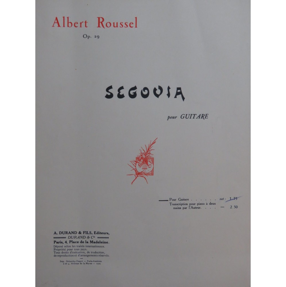 ROUSSEL Albert Segovia Guitare 1925