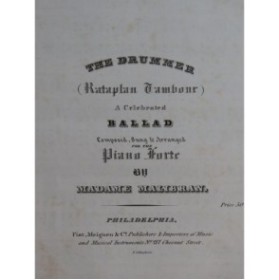 MALIBRAN Maria The Drummer Rataplan Tambour Piano ca1840