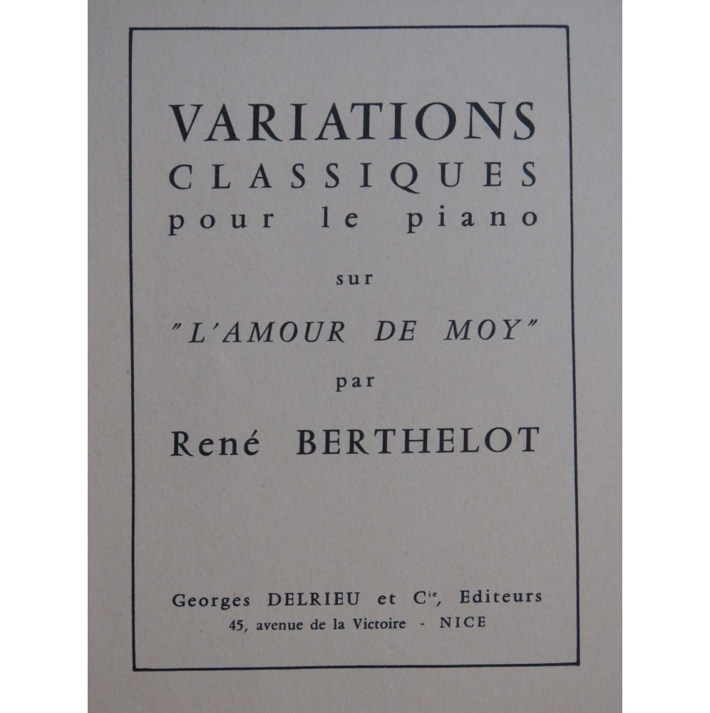 BERTHELOT René Variations Piano 1960