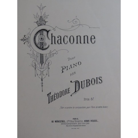 DUBOIS Théodore Chaconne Piano