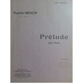RÉNON Paulette Prélude Piano1921