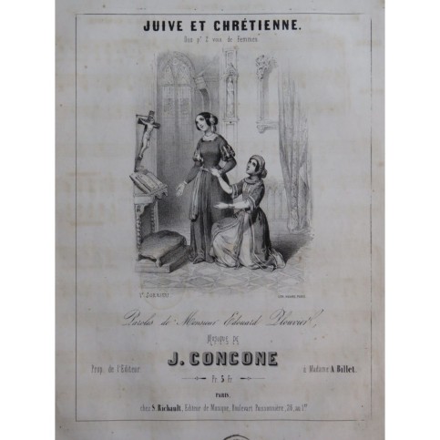 CONCONE Joseph Juive et Chrétienne Chant Piano ca1840