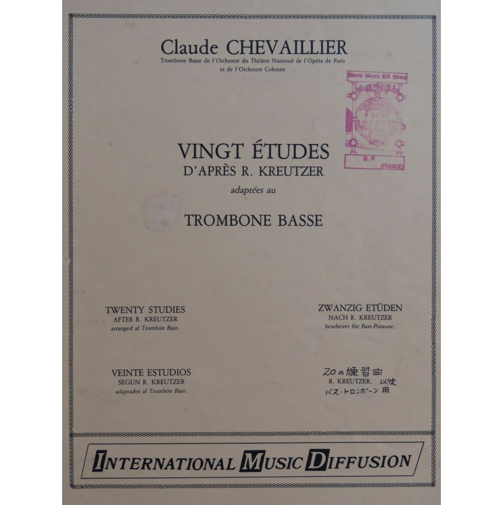 CHEVAILLIER Claude Vingt Études d'après R. Kreutzer Trombone 1984