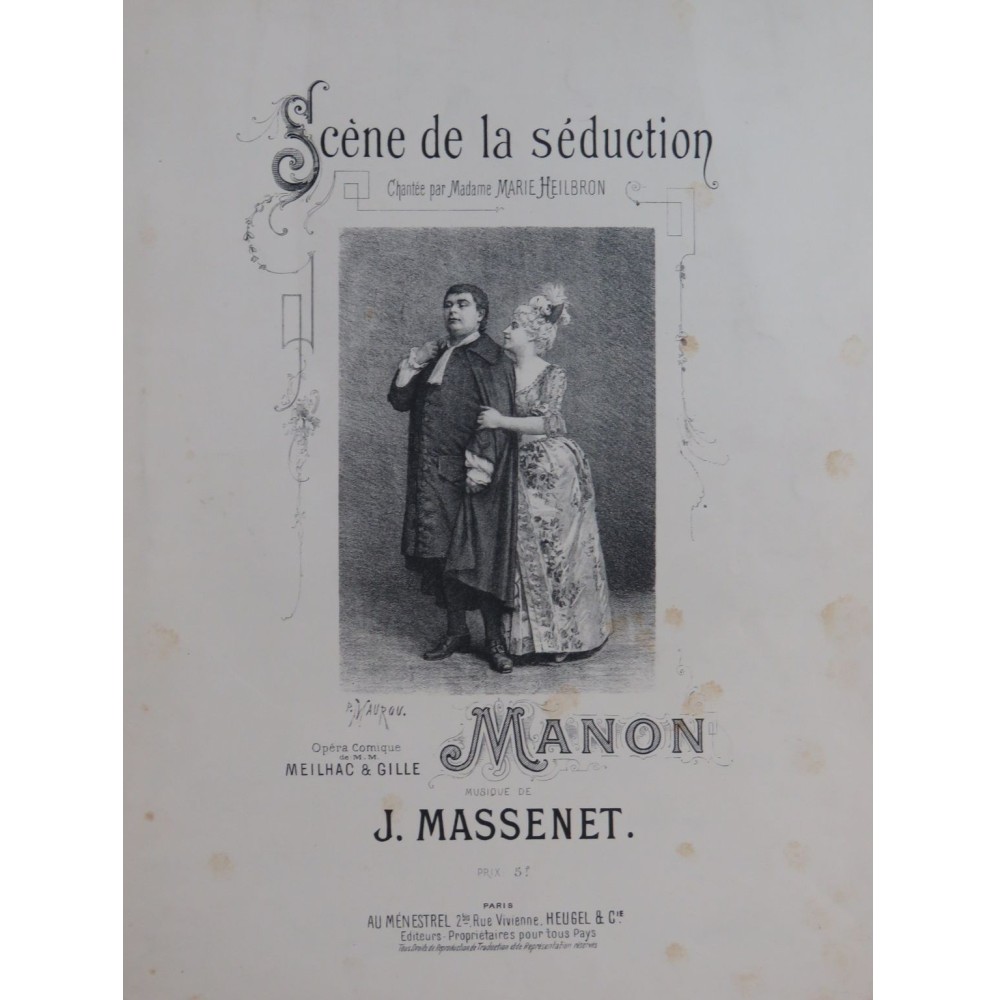 MASSENET Jules Manon Scène de la Séduction Chant Piano 1899