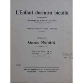 RENARD Georges L'Enfant dormira bientôt Chant Piano