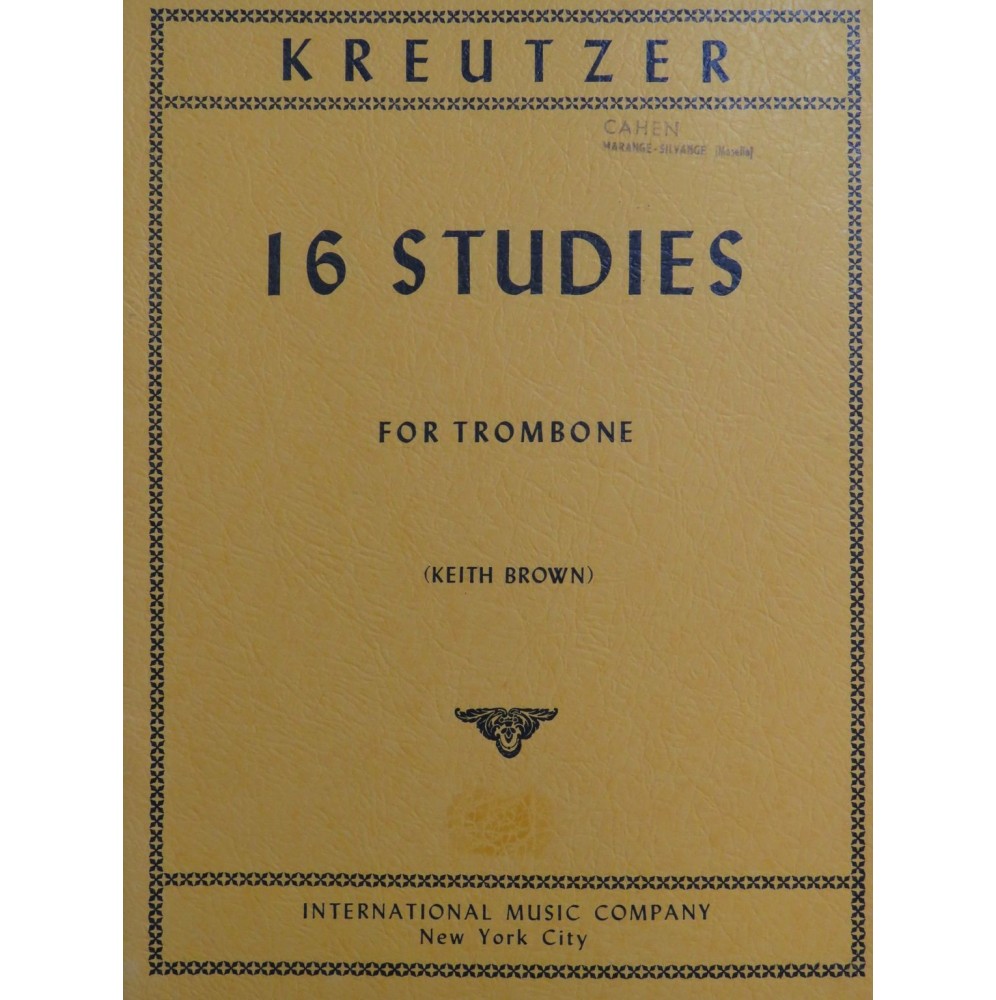 KREUTZER Rodolphe 16 Studies Etudes Trombone 1966