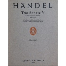 HAËNDEL G. F. Trio Sonate No 5 op 2 Piano Violon Violoncelle 1957