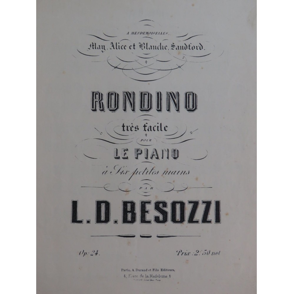 BESOZZI L. D. Rondino Piano 6 mains ca1900