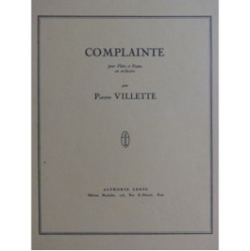 VILLETTE Pierre Complainte Piano Flûte 1954