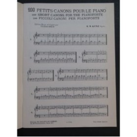 KUNZ K. M. Deux Cents Petits Canons op 14 Piano