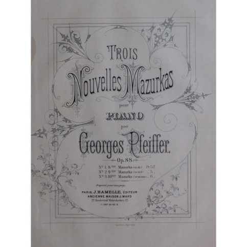 PFEIFFER Georges Mazurka No 9 op 88 No 2 Piano ca1885