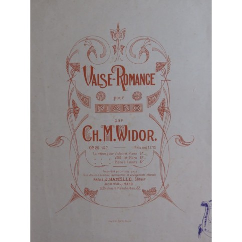 WIDOR Ch. M. Valse Romance op 26 No 2 Piano