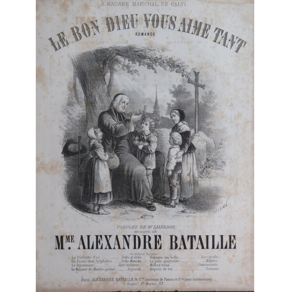 BATAILLE Alexandre Le Bon Dieu vous aime tant Chant Piano ca1850