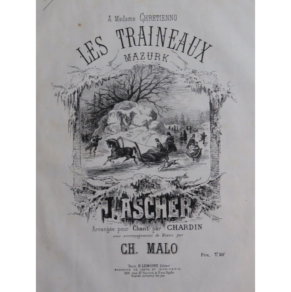 MALO Ch. Les Traineaux Chant Piano ca1875