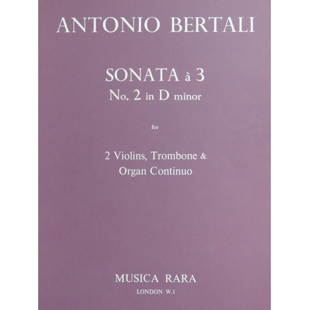 BERTALI Antonio Sonata à 3 No 2 D minor Violon Trombone Orgue 1971