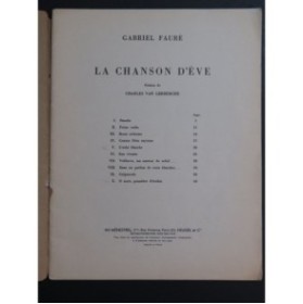 FAURÉ Gabriel La Chanson d'Eve 10 pièces Chant Piano 1954