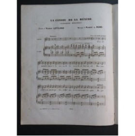 DE RUNS Albert La Cansou de la Ménino Chant Piano ca1850