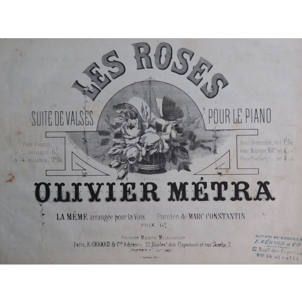 MÉTRA Olivier Les Roses Piano ca1861