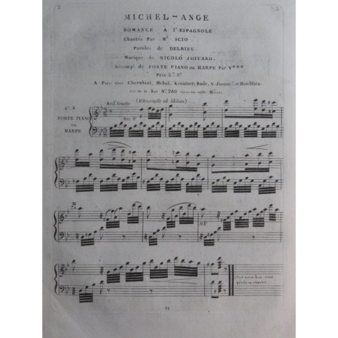 ISOUARD Nicolo Michel-Ange No 4 Chant Piano ou Harpe ca1805