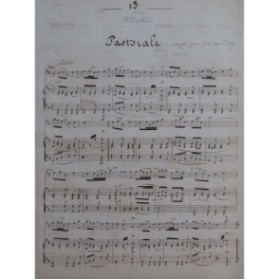 DALLIER Henri Pastorale Manuscrit Piano Flûte