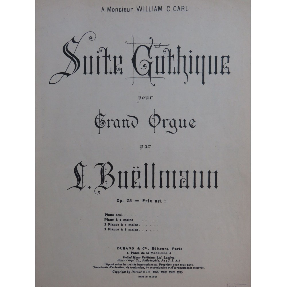 BOËLLMANN Léon Suite Gothique op 25 Orgue 1961