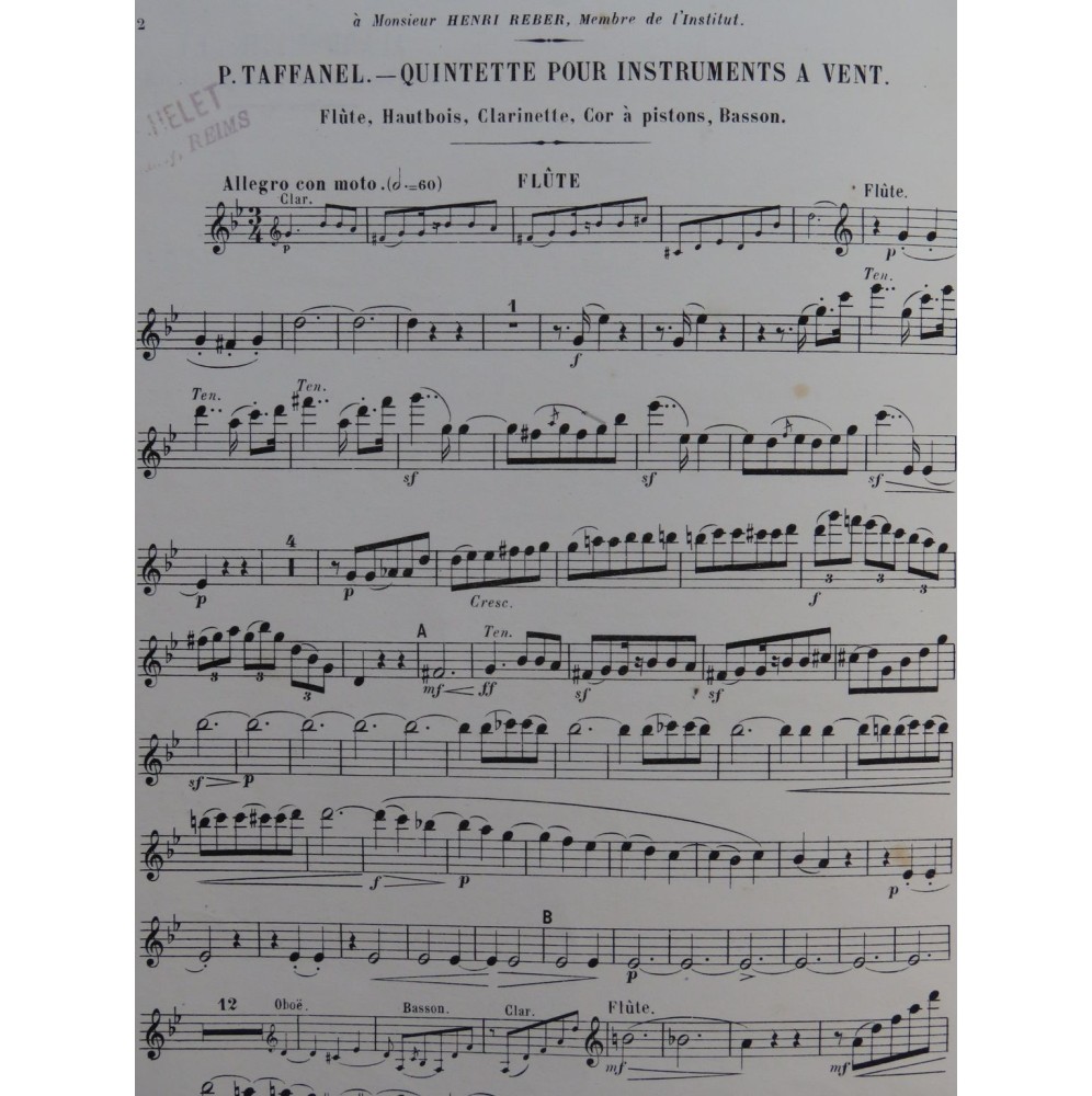 TAFFANEL Paul Quintette pour instruments à vents ca1880