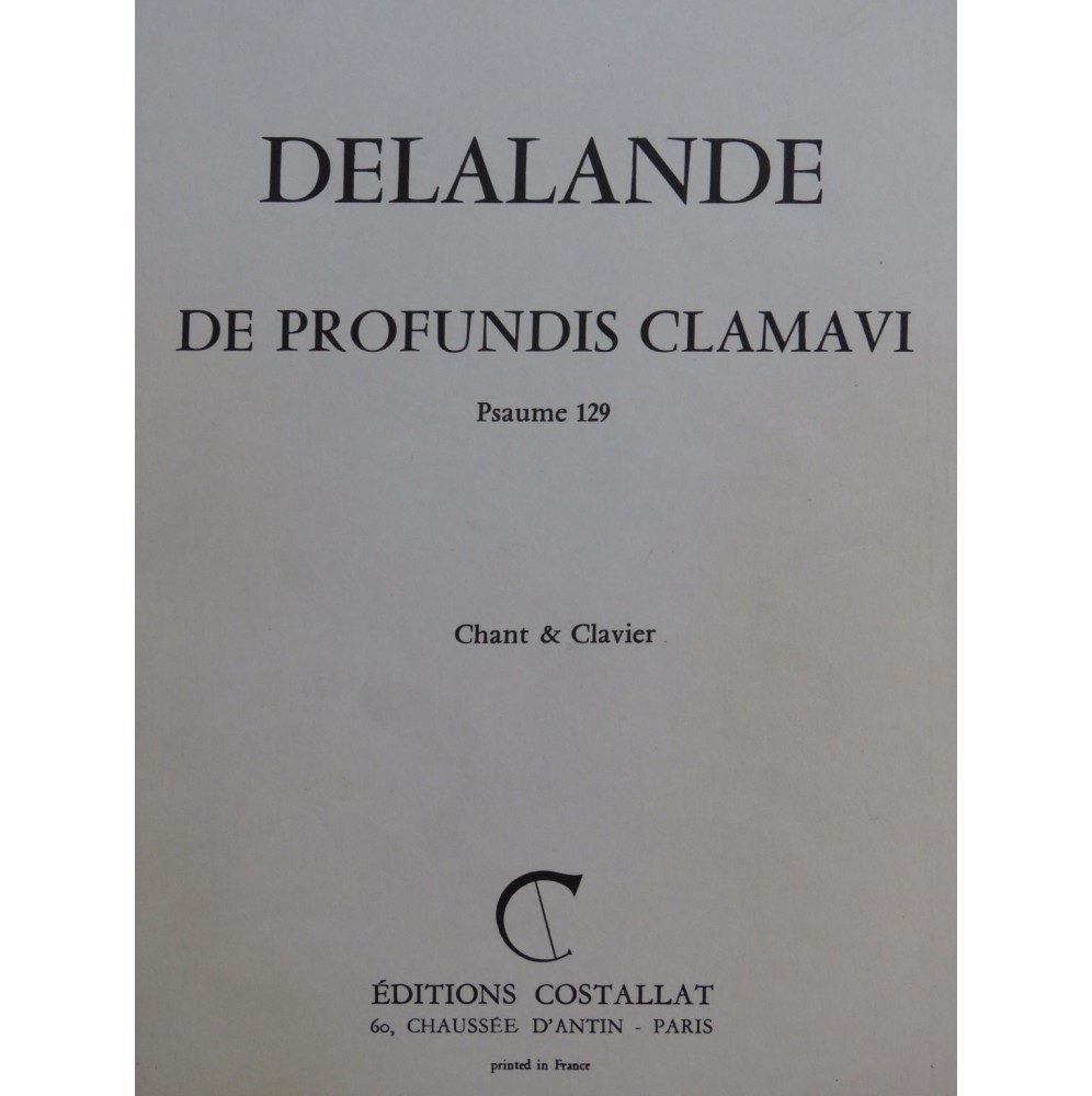 DELALANDE Michel-Richard De Profundis Clamavi Chant Piano 1982