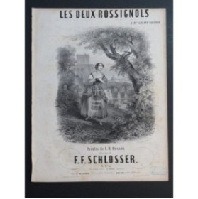 SCHLOSSER F. F. Les Deux Rossignols Chant Piano ca1850