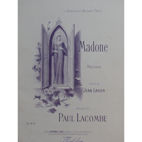 LACOMBE Paul Madone Chant Piano ca1897