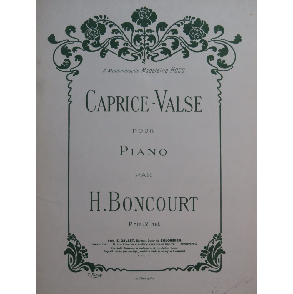 BONCOURT H. Caprice Valse Piano