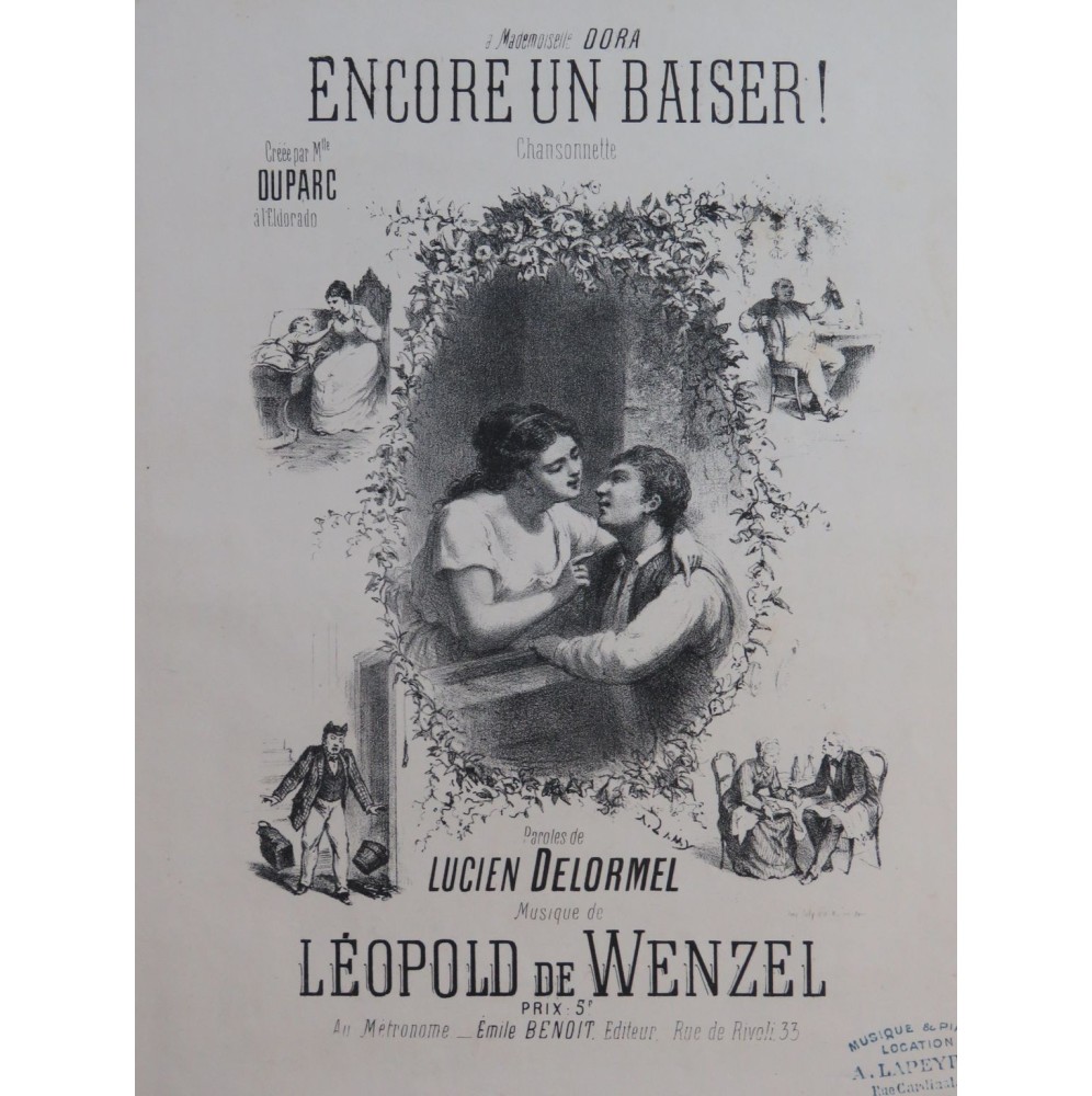 DE WENZEL Léopold Encore un Baiser Chant Piano XIXe siècle