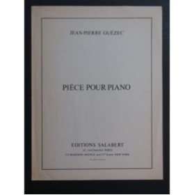 GUÉZEC Jean-Pierre Pièce pour Piano Piano 1973