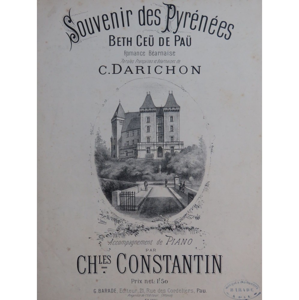 CONSTANTIN Charles Souvenir des Pyrénées Chant Piano XIXe siècle