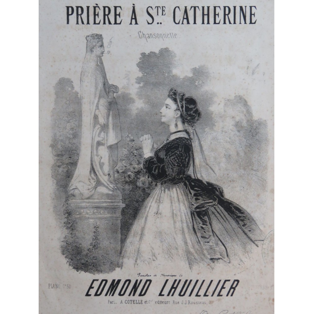 LHUILLIER Edmond Prière à Ste Catherine Chant Piano ca1850