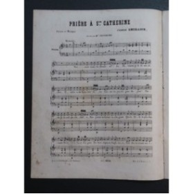 LHUILLIER Edmond Prière à Ste Catherine Chant Piano ca1850