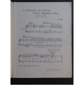 BACH J. S. Le Petit Livre de Clavecin Georges Sporck Piano 1927