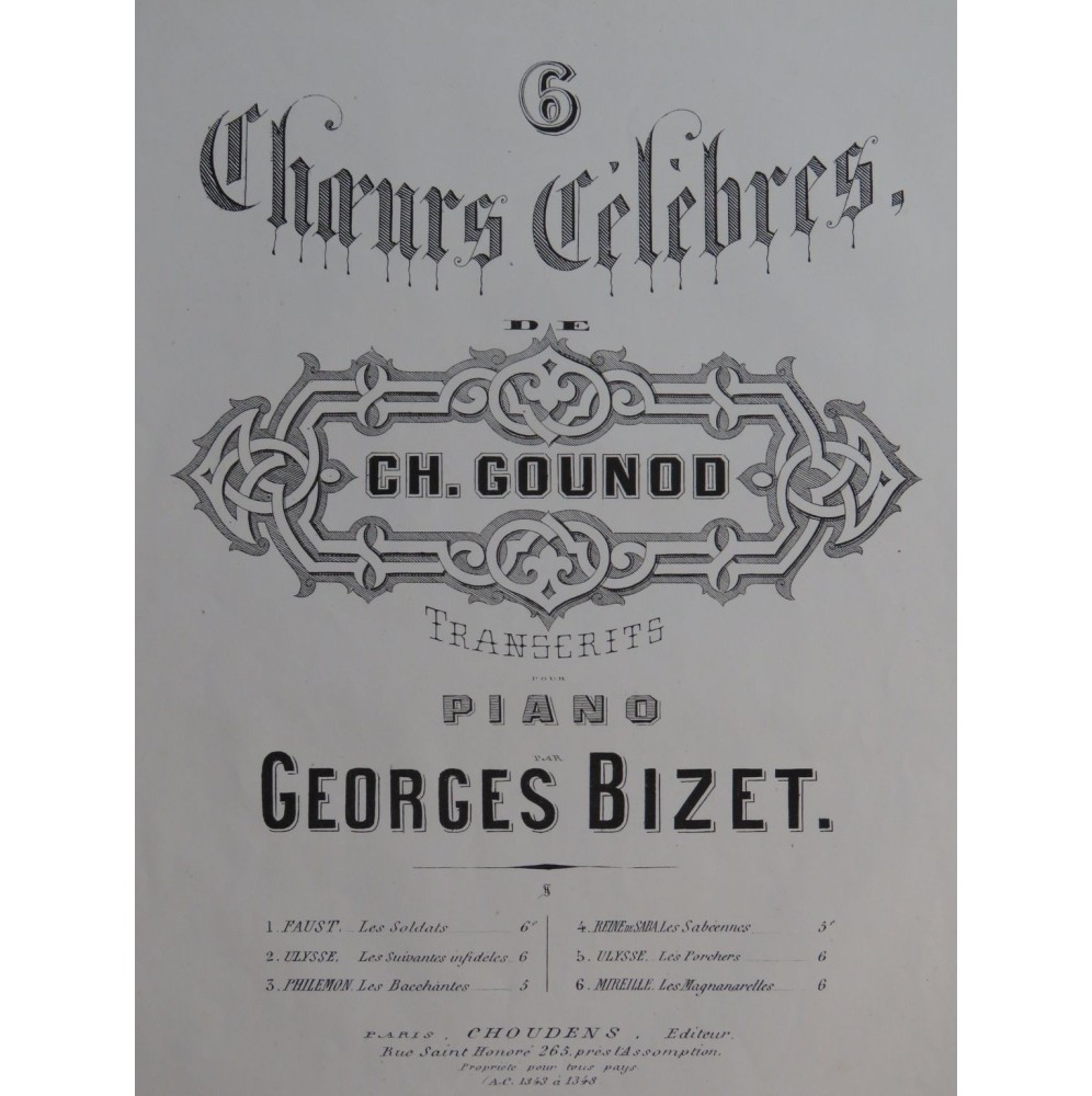 GOUNOD Charles Faust Choeur des Soldats Piano ca1866