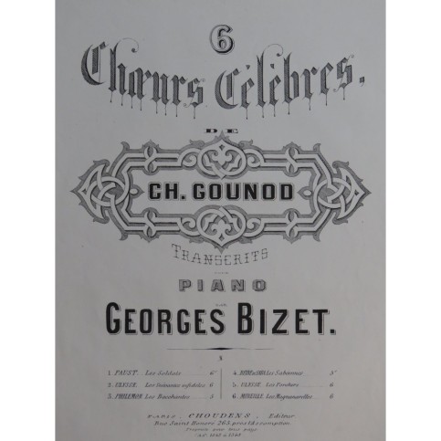 GOUNOD Charles Faust Choeur des Soldats Piano ca1866