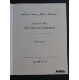 ALBRECHTSBERGER Johann Georg Duo in C dur Alto Violoncelle 1977