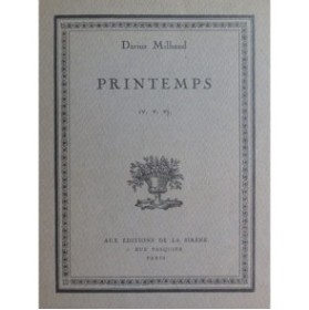 MILHAUD Darius Printemps Cahier No 2 Piano 1921