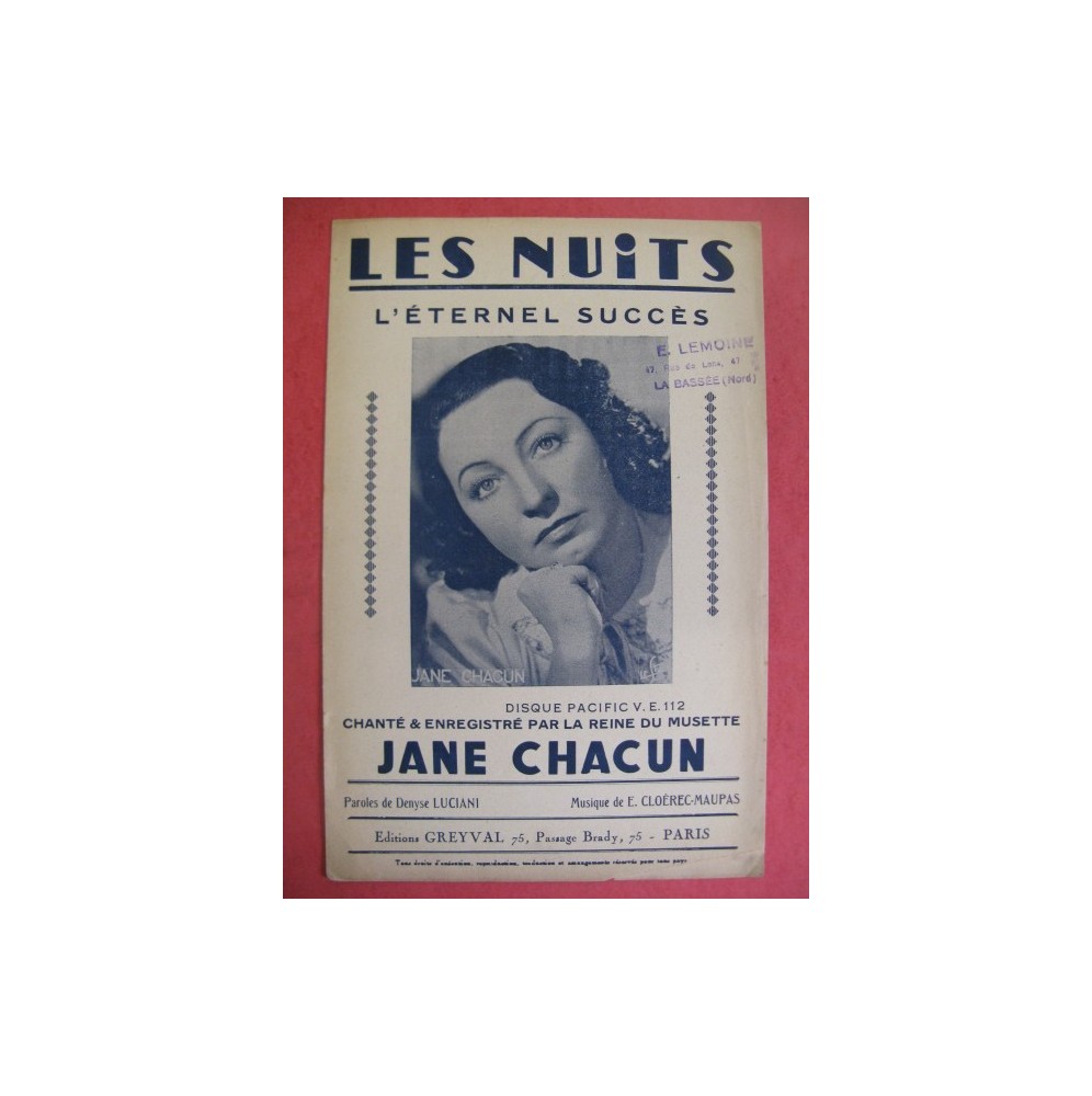 Les nuits - Jane Chacun 1925