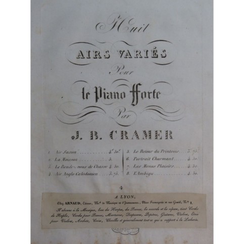 CRAMER J. B. Air Anglo-Calédonien Piano ca1820