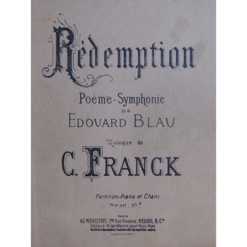 FRANCK César Rédemption Poème Symphonie Chant Piano 1946