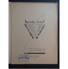 RAVEL Maurice Pièce en Forme de Habanera Violoncelle Piano 1942