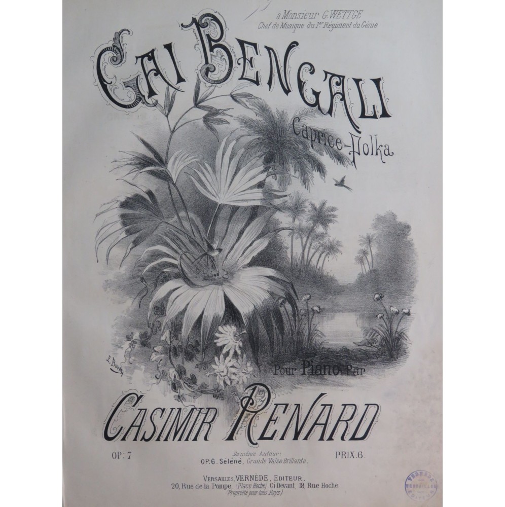 RENARD Casimir Gai Bengali Piano XIXe siècle