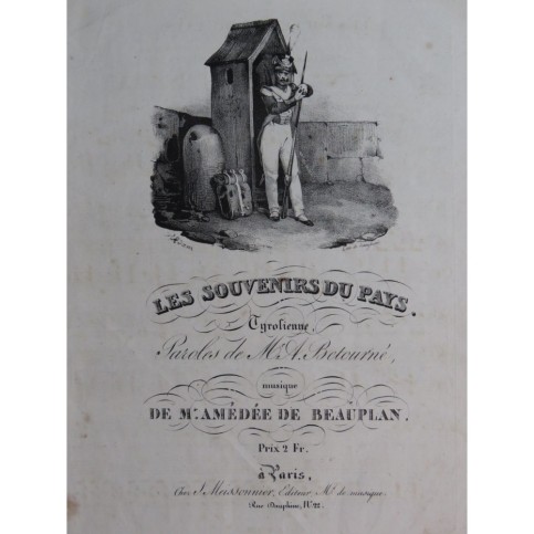 DE BEAUPLAN Amédée Les Souvenirs du Pays Chant Piano ca1820